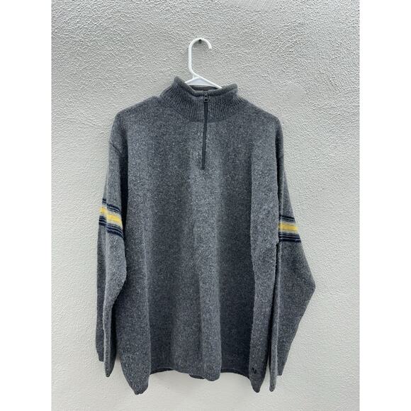 American Eagle Mens Sweater Size XL Gray AE77 Performance Lambswool 1/4 Zip VTG - Picture 1 of 10